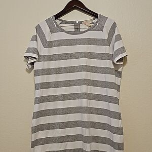 Michael Michael Kors Gray & White Zipper Back Tee Shirt Dress Size X large